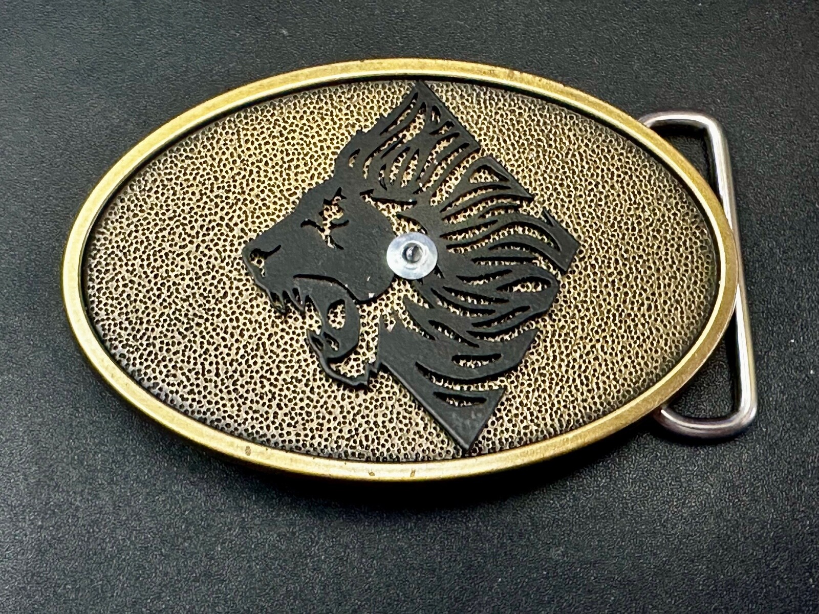 Roaring Lion Tiger Vintage Oval Brass Tone Belt Buckle By Jeans Friend