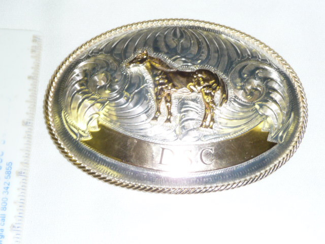 DSC JUSTIN SILVER MEXICO STANDING HORSE WESTERN BELT BUCKLE