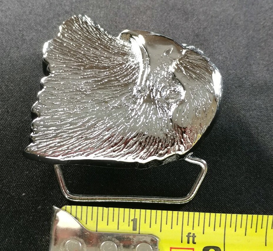 EAGLE HEAD RAPTOR SHAPED CHROME PLATED SOLID BRASS BELT BUCKLE BARON 1978 NEW