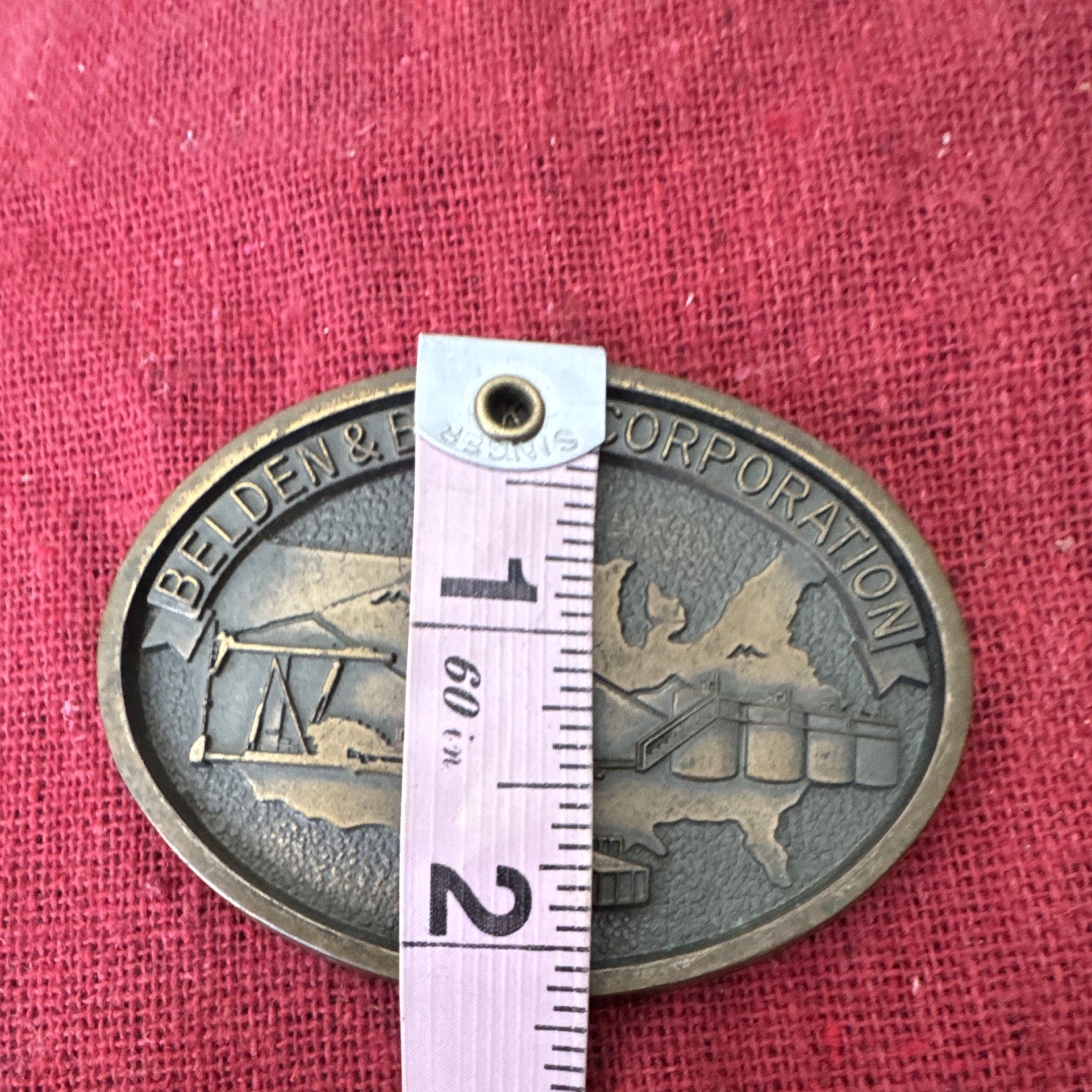 Belden & Blake Corp Oil Rig Pumpjack Oval Gold/Silver Western Belt Buckle 1.5&Prime;