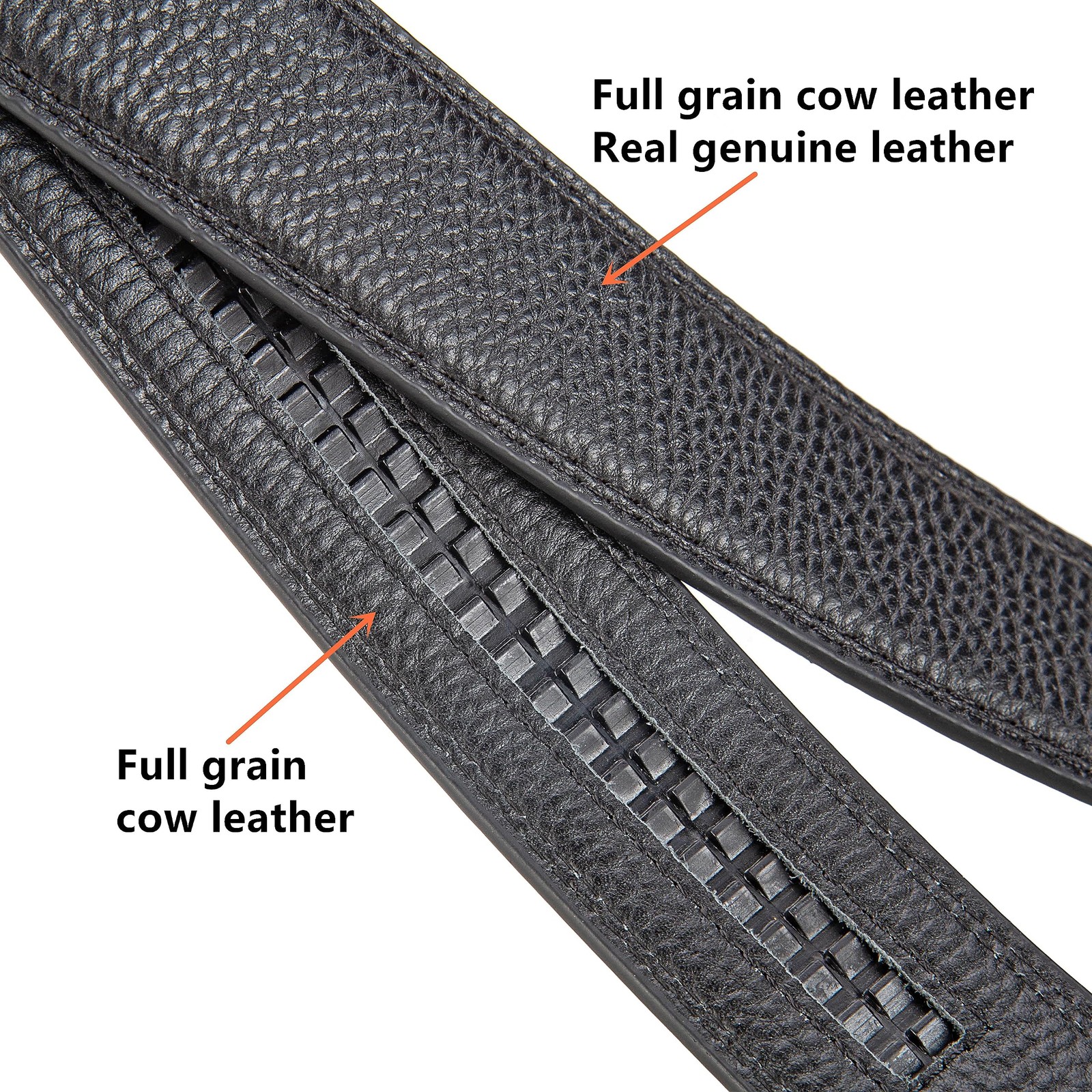 EVIRON Men&rsquo;s Leather Belt made of Top 36&Prime;-42&Prime; Waist Adjustable, Black Style 1
