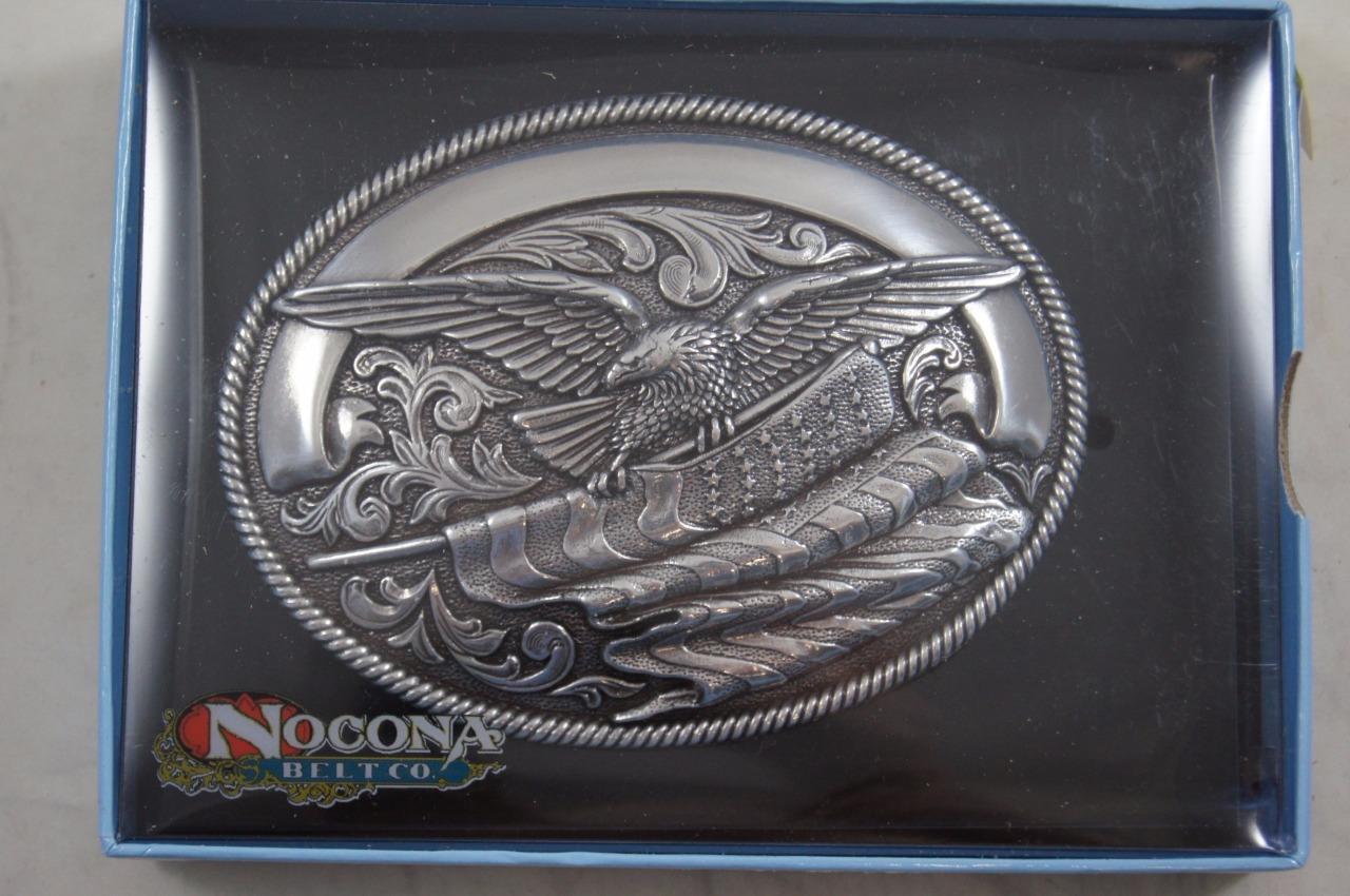 Nocona Bald Eagle with American Flag Belt Buckle 37034