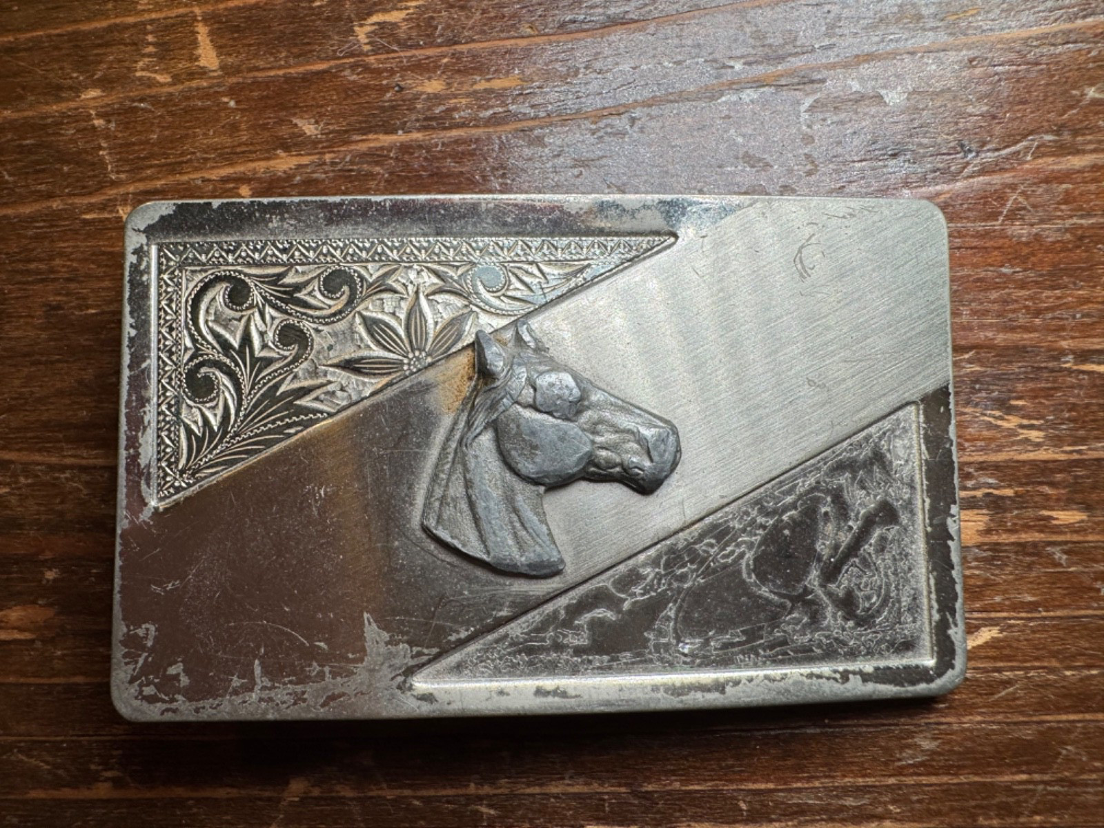 3 Western Belt Buckles 1 Bucking Bronc & Rider 1 with a Horseshoe 1 with Horse