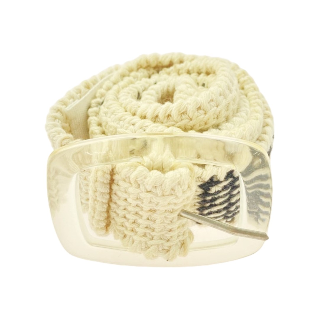 Maison Martin Margiela Clear Buckle Knit Belt Beige M Used