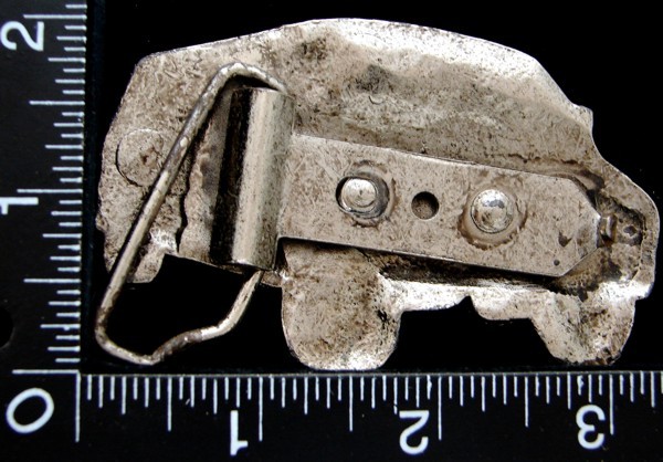 LL26170 NEAT VINTAGE ***DIECUT VAN*** SILVERTONE BELT BUCKLE