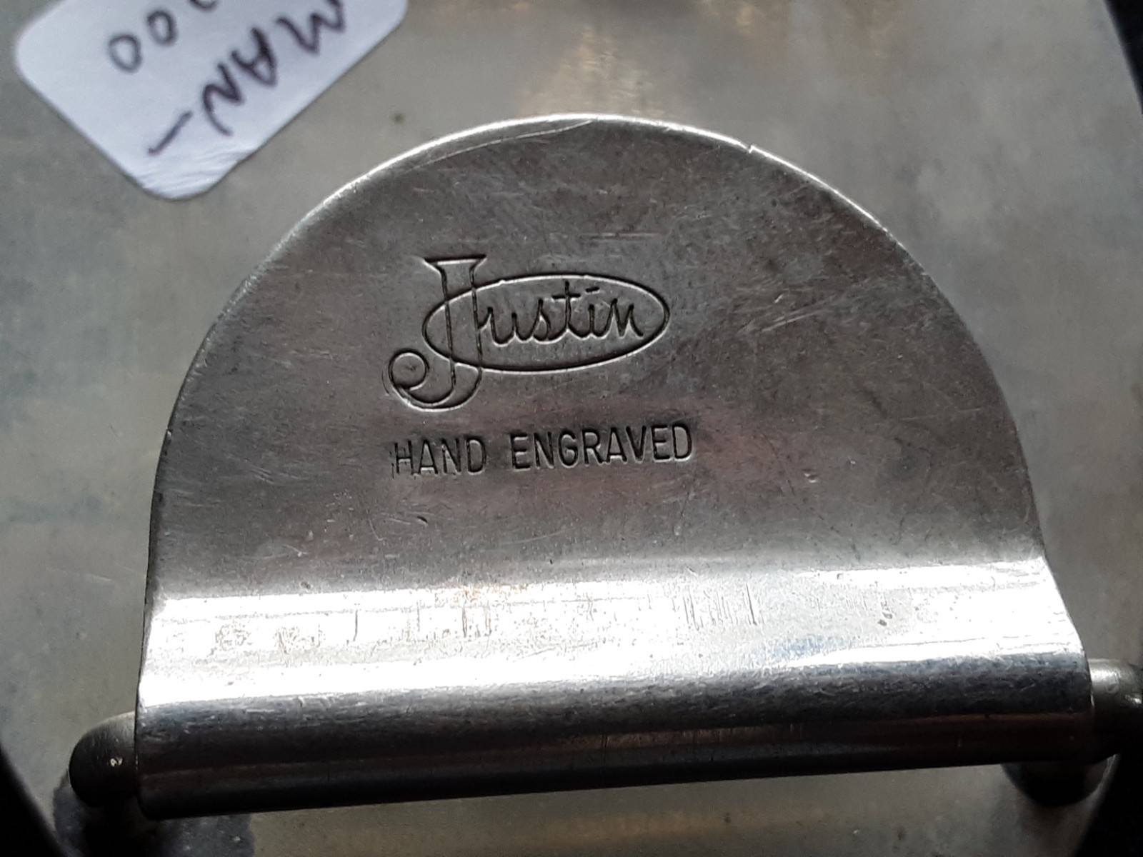 UNIQUE SOLID METAL BELT BUCKLE, LETTER « C » HAND ENGRAVED, MAN-0526*09200