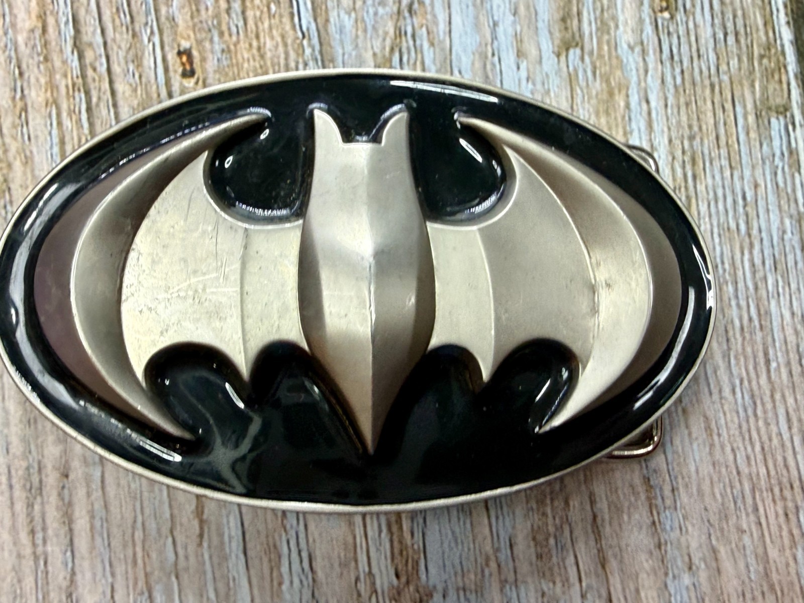 Batman DC Comics Superhero S07 Black & Silver Color Used Oval Belt Buckle