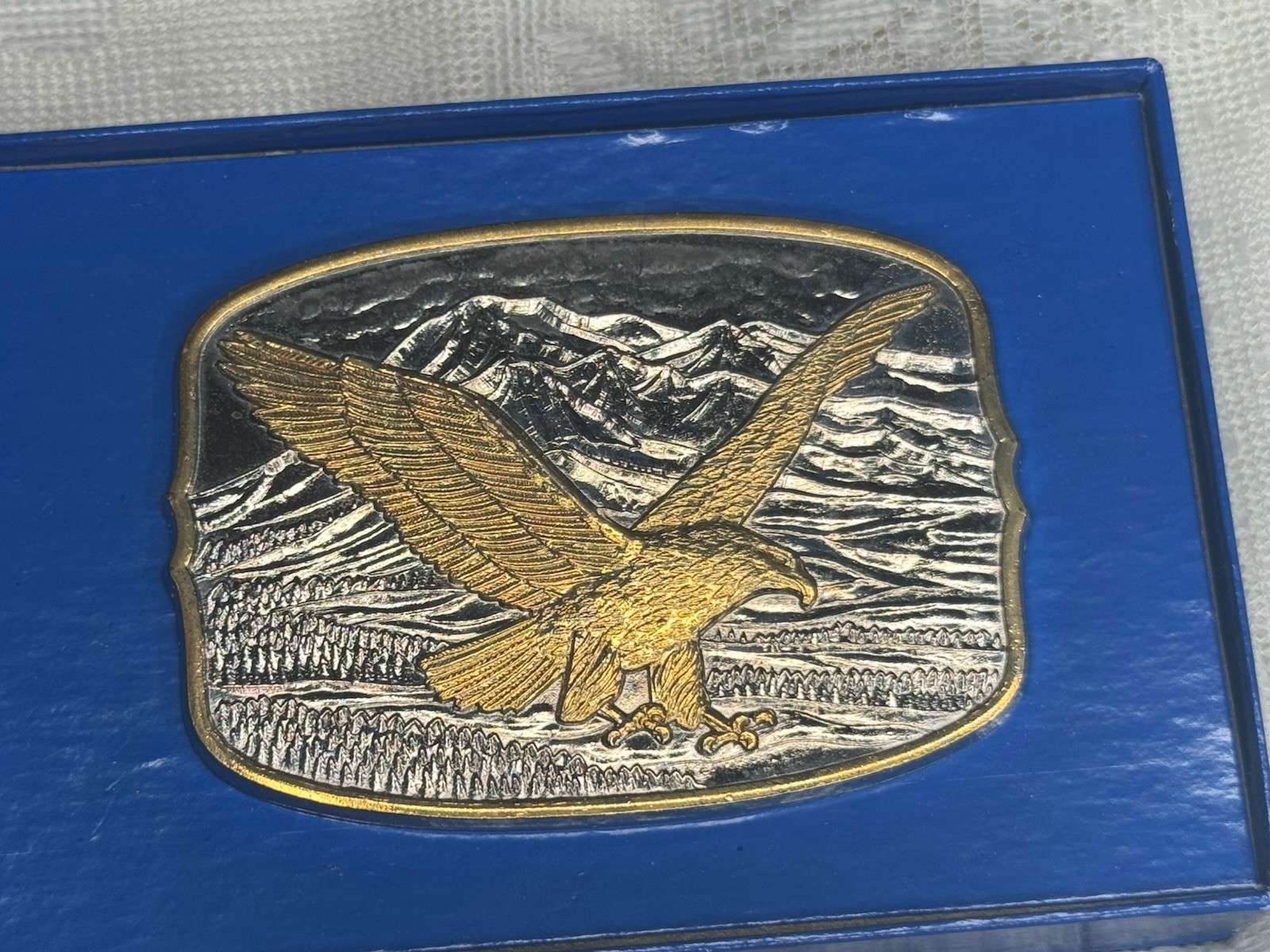 AMERICAN EAGLE BELT BUCKLE Layer 24K Gold by INTERNATIONAL MONETARY MINT NEW COA