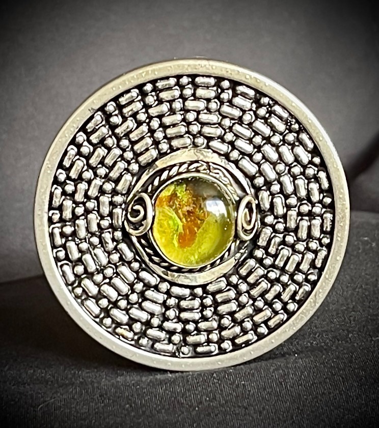 Green Peruvian Stone Silver Ring Belt Buckle Archive OOAK Darren McNeese