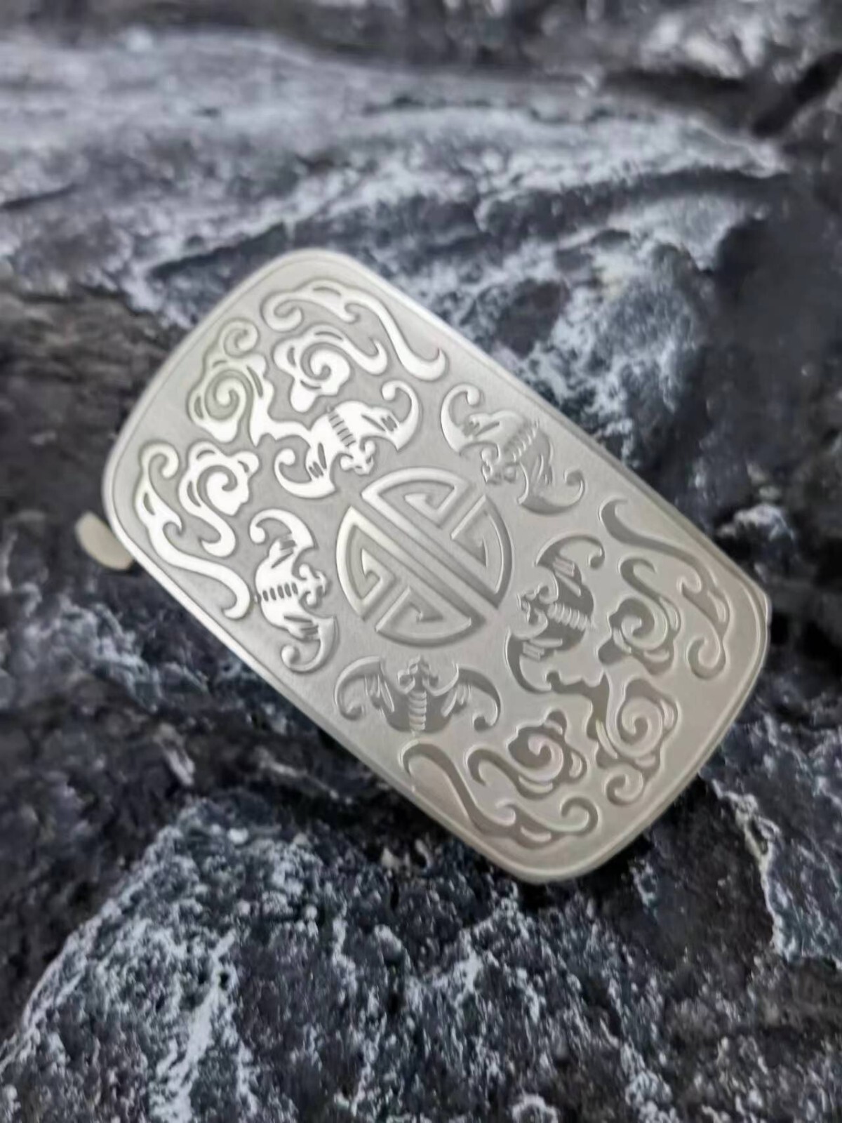 New Pure Titanium Men&rsquo;s Belt Pin Buckle Five Blessings Pattern Anti Allergic EDC