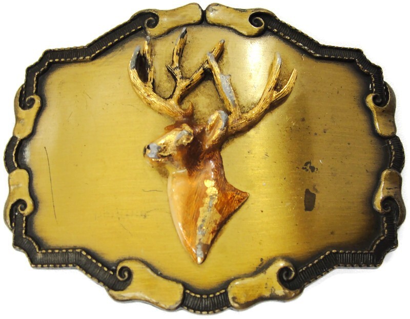 Deer Elk Belt Buckle Raintree Buckle Bronze Tone