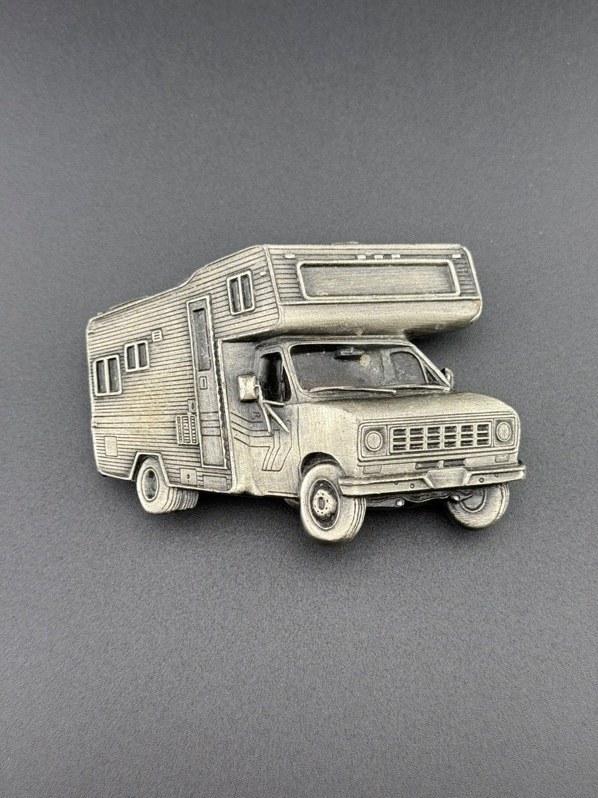 1979 Bergamot RV Motorhome Belt Buckle Vintage Camper Heavy 3D Relief Sculptural