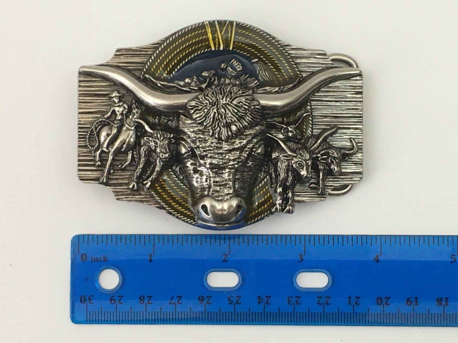 Cowboy Belt Buckle Texas Bull and Horses Western Belt Buckles