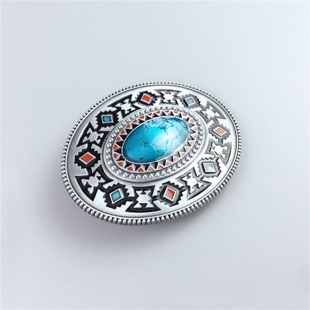 Vintage Style Enamel Southwest Pattern Celtic Oval belt buckle also Stock in US