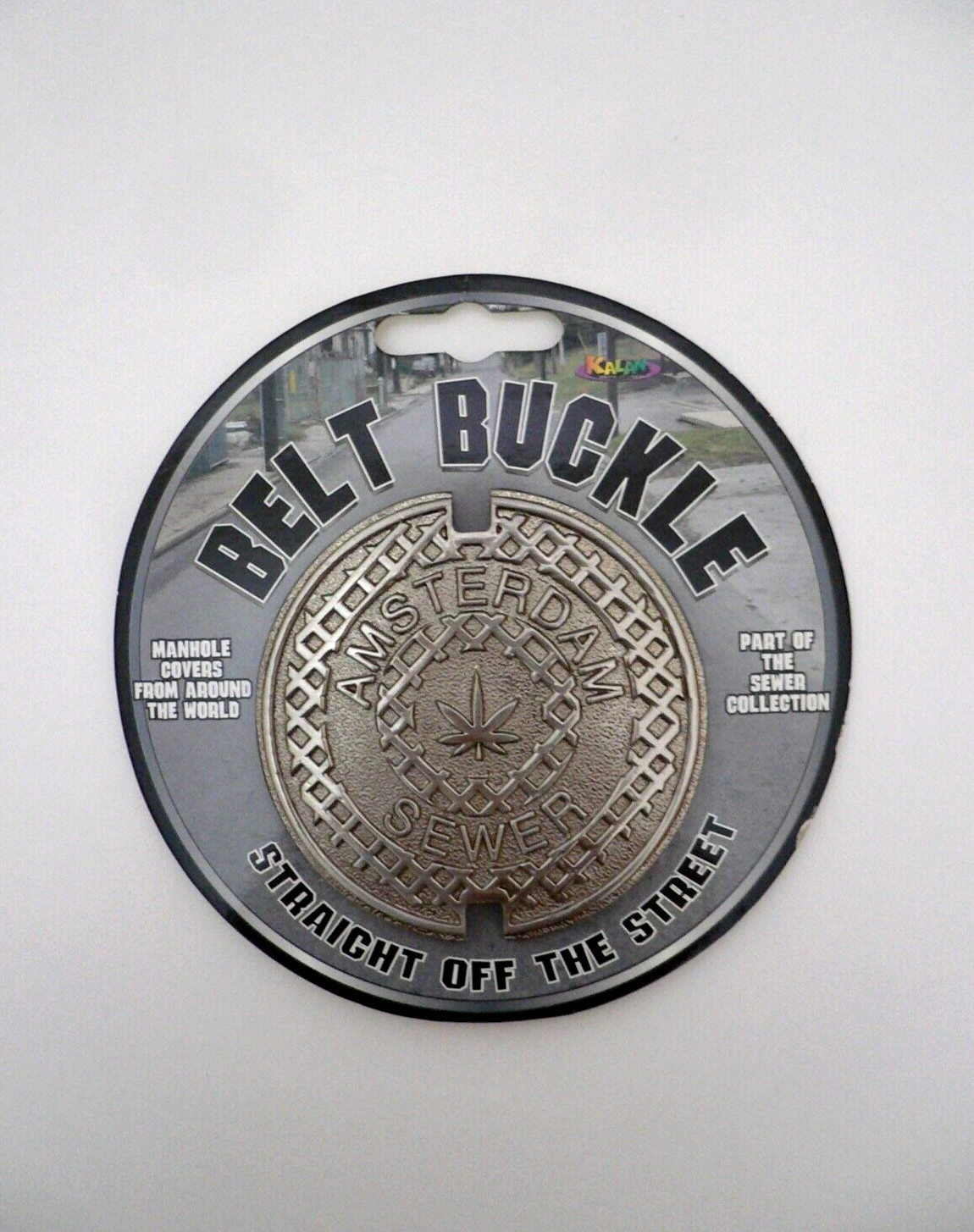 Kalan AMSTERDAM Sewer Belt Buckle Manhole Cover Pewter Tone 3&Prime;D BN