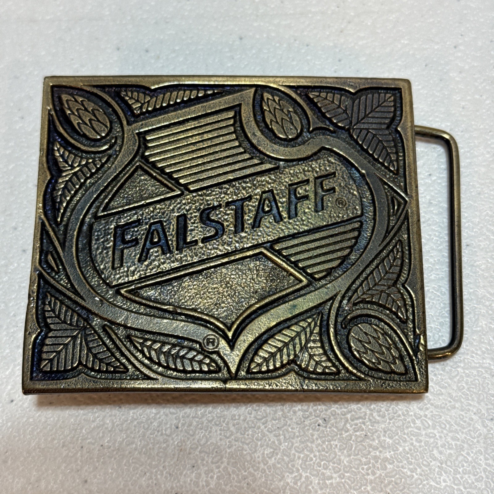 Falstaff Beer Brass Belt Buckle Vintage Wyoming Studio Art Works USA