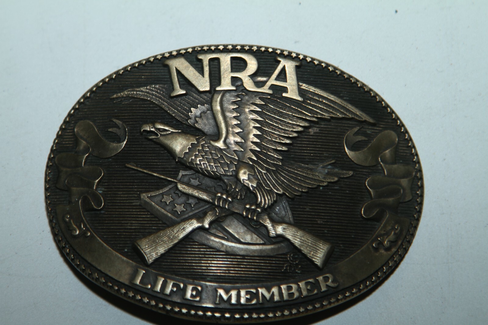 NRA LIFE MEMBER 1985 COLLECTOR&rsquo;S EDIT. SOLID BRASS BUCKLE ~ THE NORMAN FOUNDRY