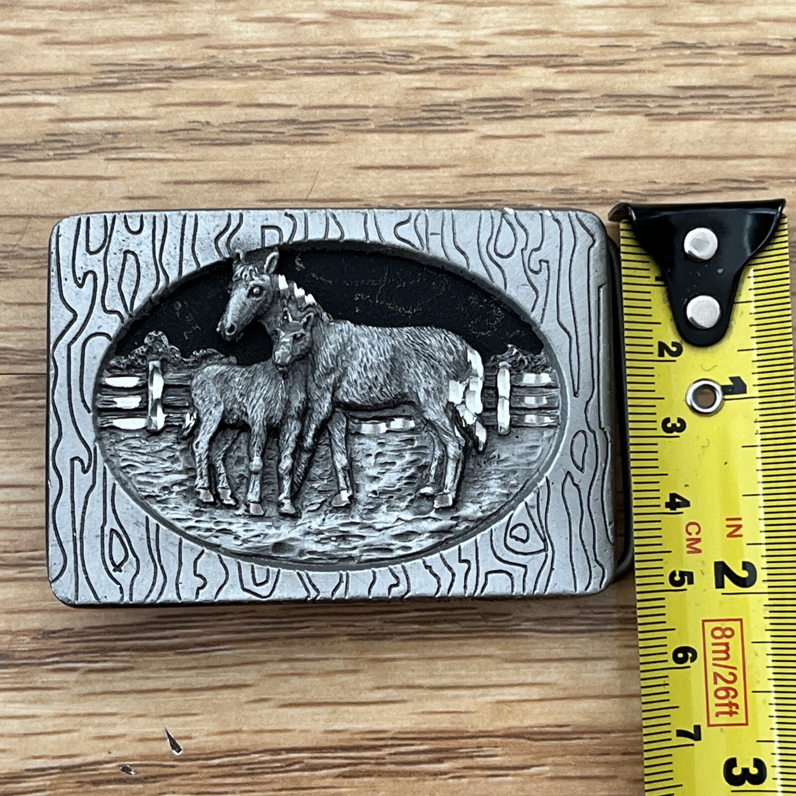 Vintage 1994 Silver Star Colorado Horse Fawn Belt Buckle 5999 Made In USA Pewter