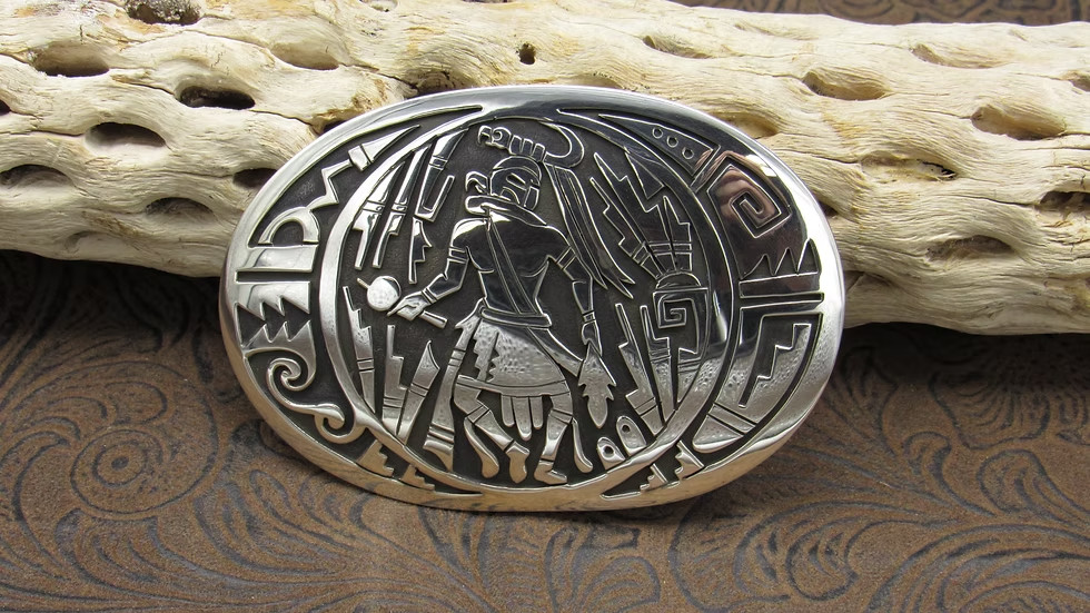 *Overlay Sterling Silver Dancer Belt Buckle