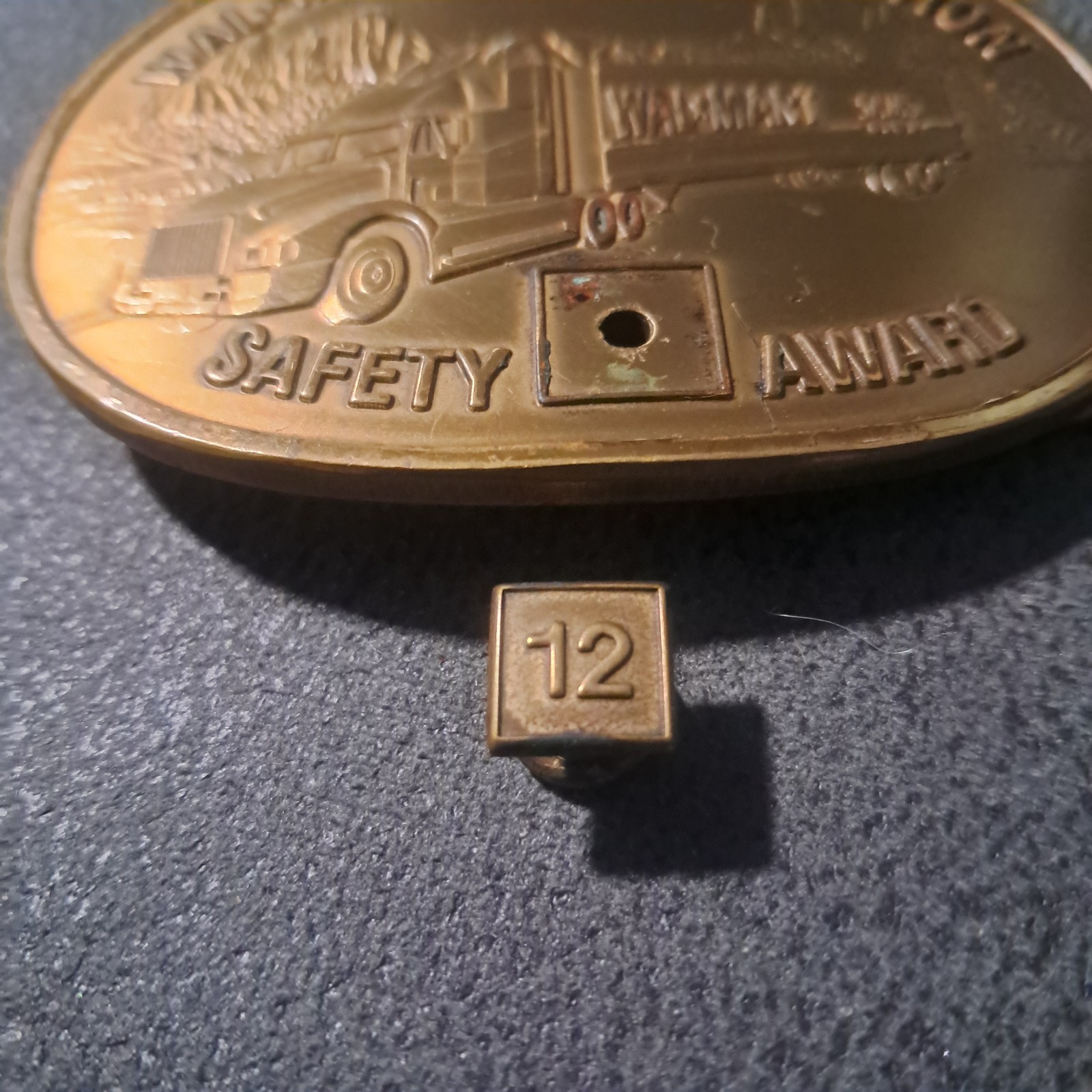 Vintage WAL-MART Transportation 1987 Safety Award Solid Brass Buckle 12 Yr