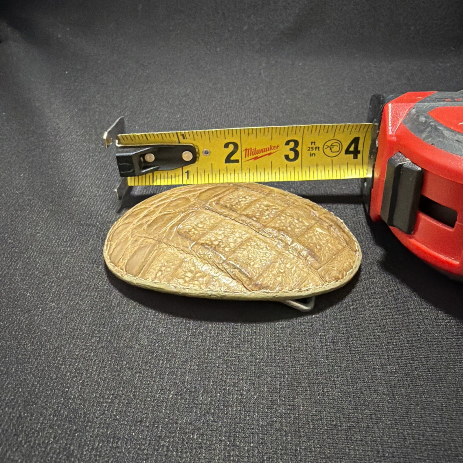 Vintage CROCODILE SKIN Belt Buckle El General 4 Inches Tan