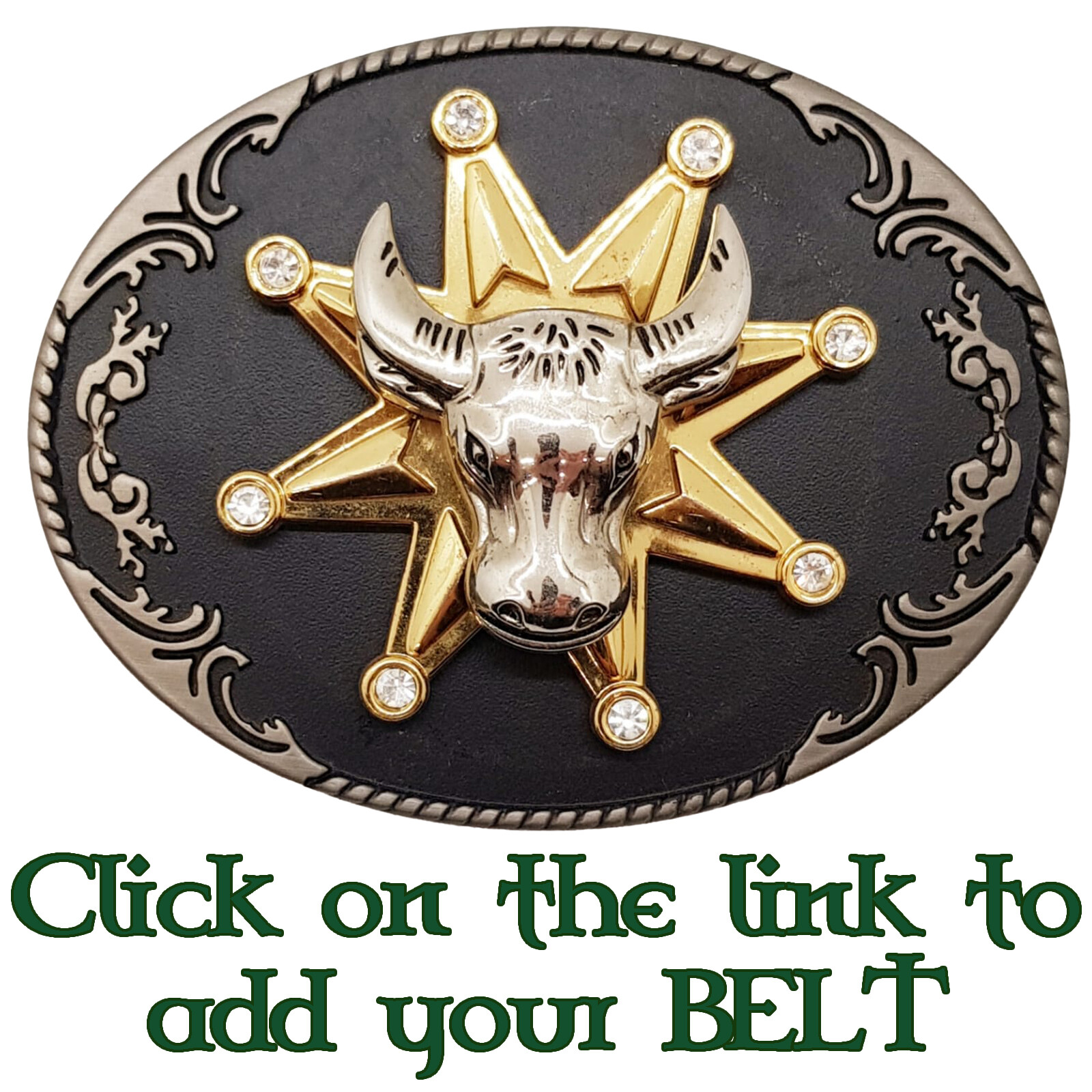 Bull Spinning Belt Buckle Star Cowboy Western America Ranch Farm Cow Bison