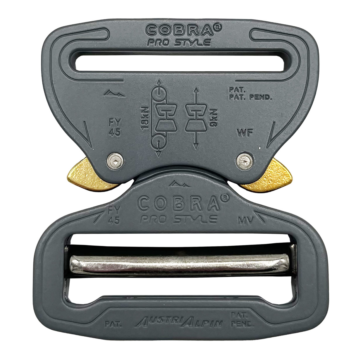 AustriAlpin Cobra Buckle PRO STYLE 9kN – FY45EVF – Wolf Grey Buckle, 45mm/1.75&Prime;