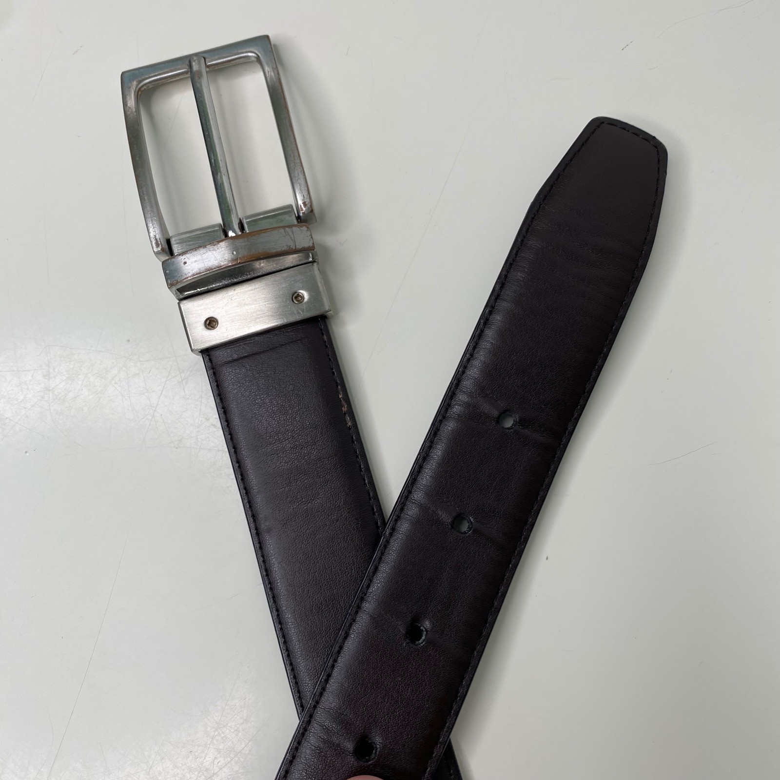 Nordstrom Reversible Leather Belt Silver Buckle Classic Size 32