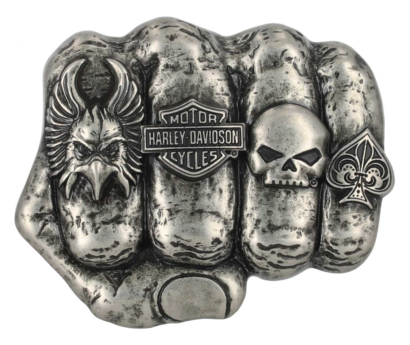 Harley-Davidson Men&rsquo;s H-D Logo Knuckle Belt Buckle, Silver Nickel Finish