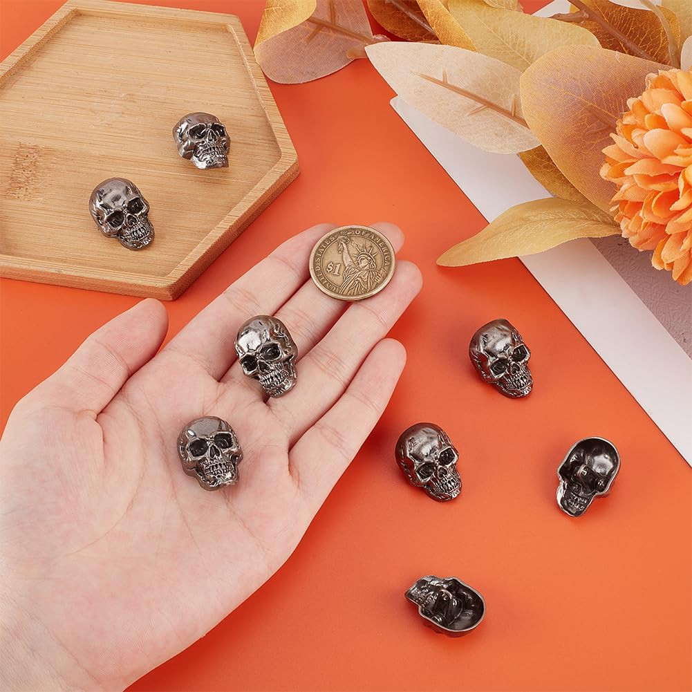 20Pcs Skull Button Leather Skull Head Decorative Buckle 2Mm Hole Punk Metal Stud