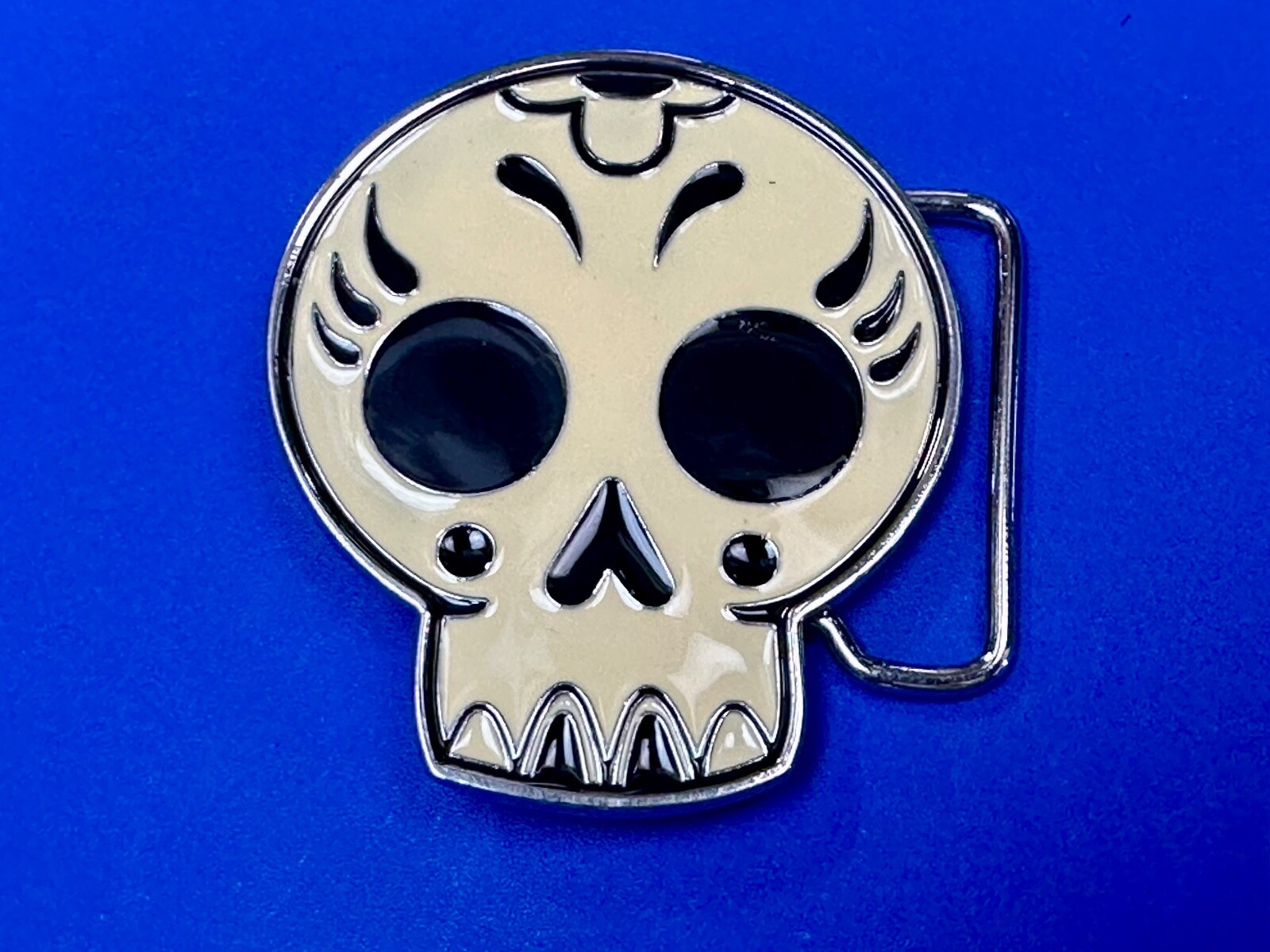 White Skull Mexican Katrina Dia De Muertos Day Of The Dead Cutout Belt Buckle