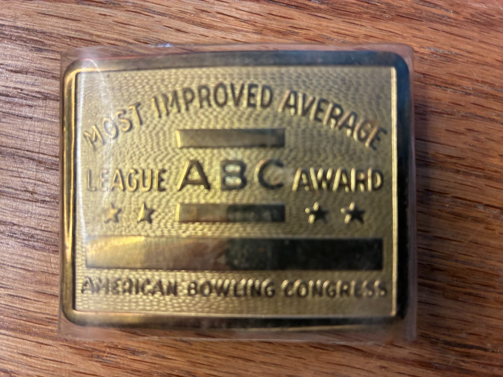 Vintage ABC Bowling League Award Belt Buckle Most Improved Average