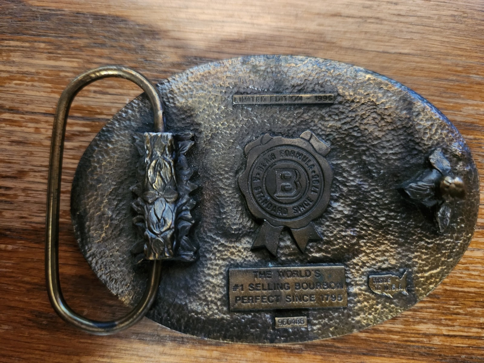 Vintage Jim Beam 1993 Limited Edition Belt Buckle Kentucky Bourbon Brass USA