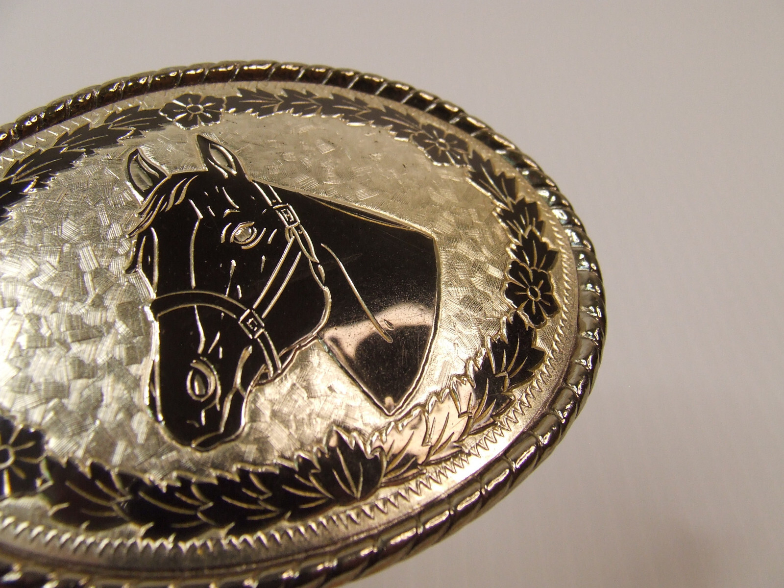 Bridled Horse Head Equestrian Oval Belt Buckle Made in USA