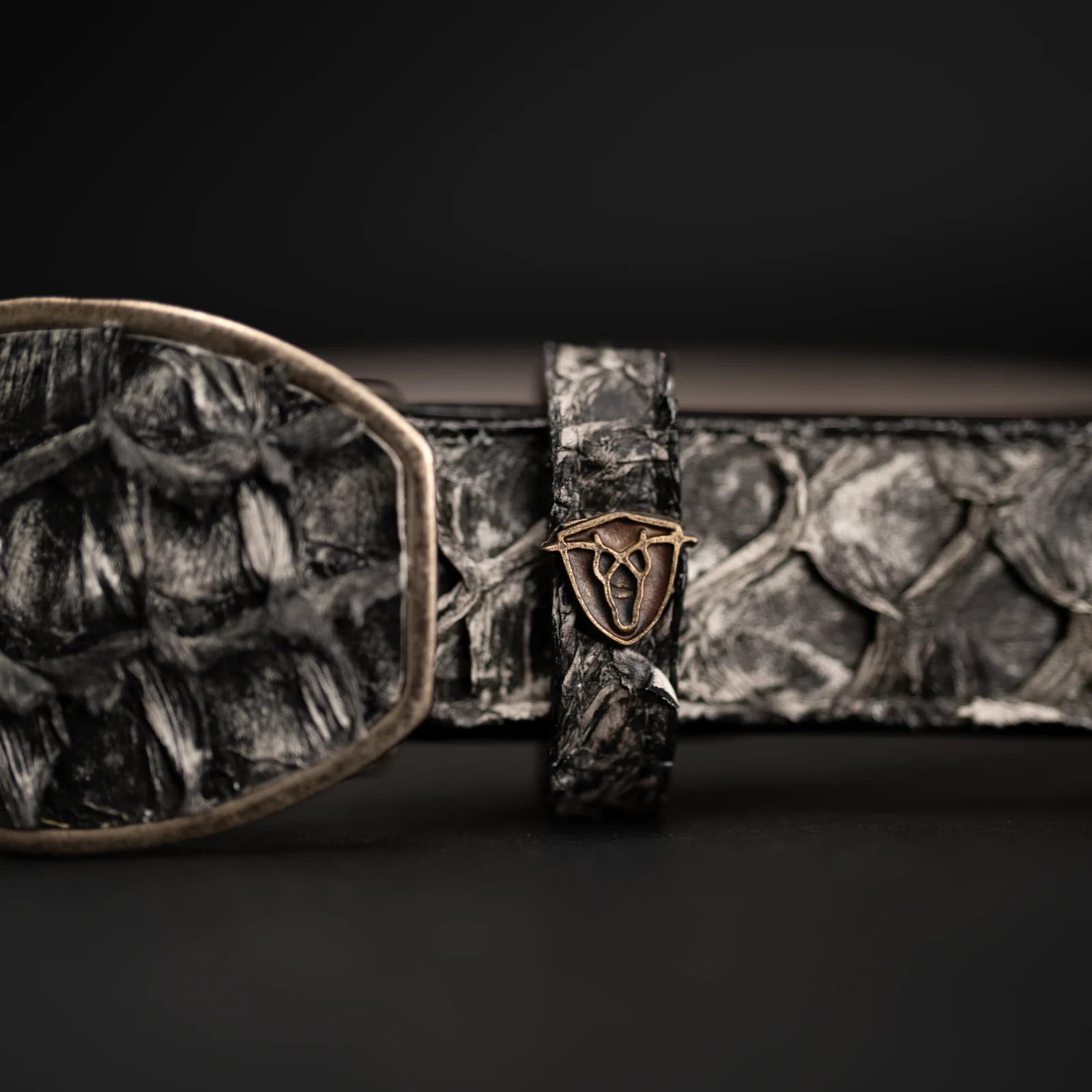 Genuine Exotic Pirarucu Monster Fish Western Belt with Removable Buckle – Rustic