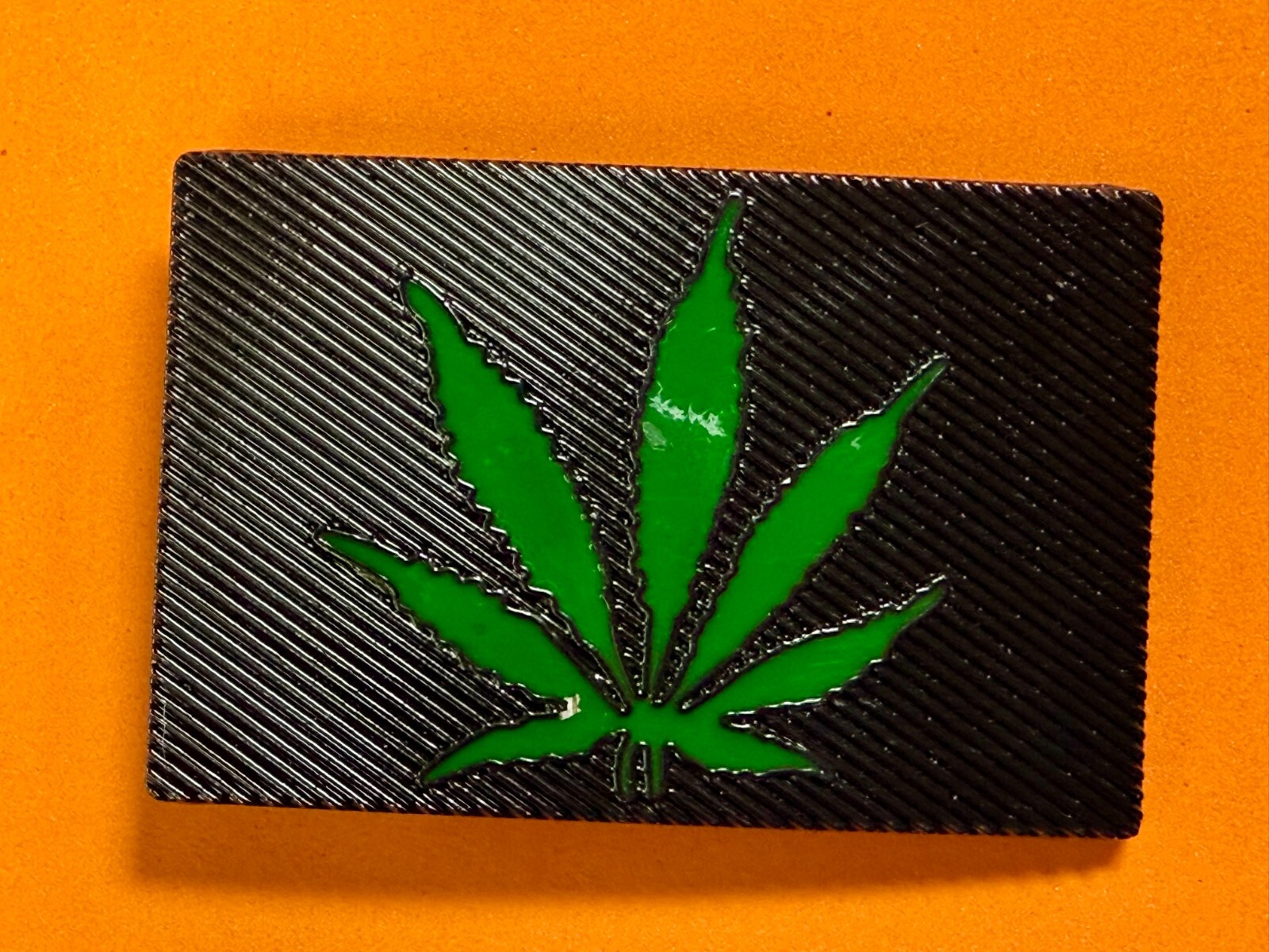 Marijuana Cannabis Weed Pot Leaf Green & Black Color Rectangular Belt Buckle