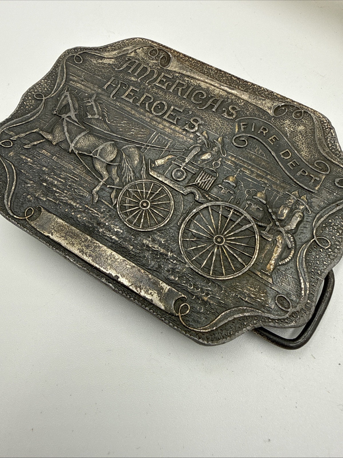 America&rsquo;s Heroe&rsquo;s Fire Dept Belt Buckle Vintage Bergamot Brass Works USA