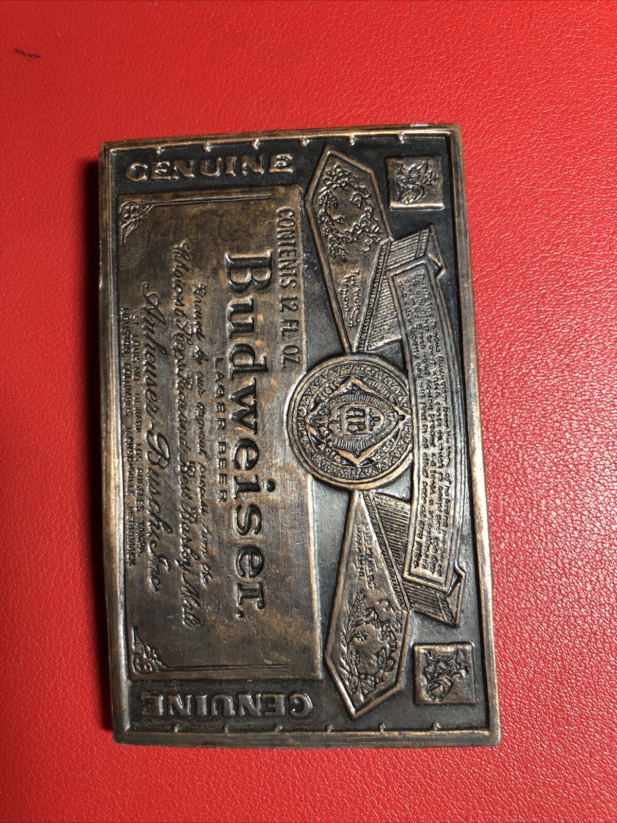 Vintage Budweiser Belt Buckle Copper Tone Anheuser Bush