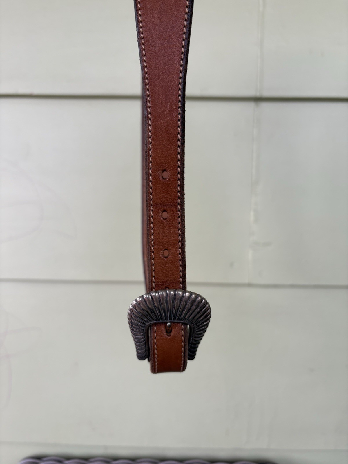 Douglas Magnus 4 Piece Sterling Silver Santa Fe Buckle Brown Leather Belt