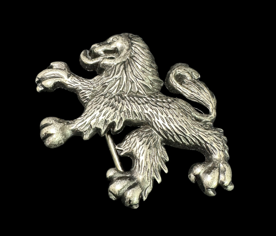 Dragon Figure Belt Buckle Silver Tone Lion Heraldic Retro Vintage