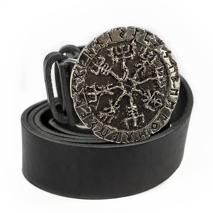 German silver belt buckle Vegvisir, Viking compass buckle, Scandinavian buckle