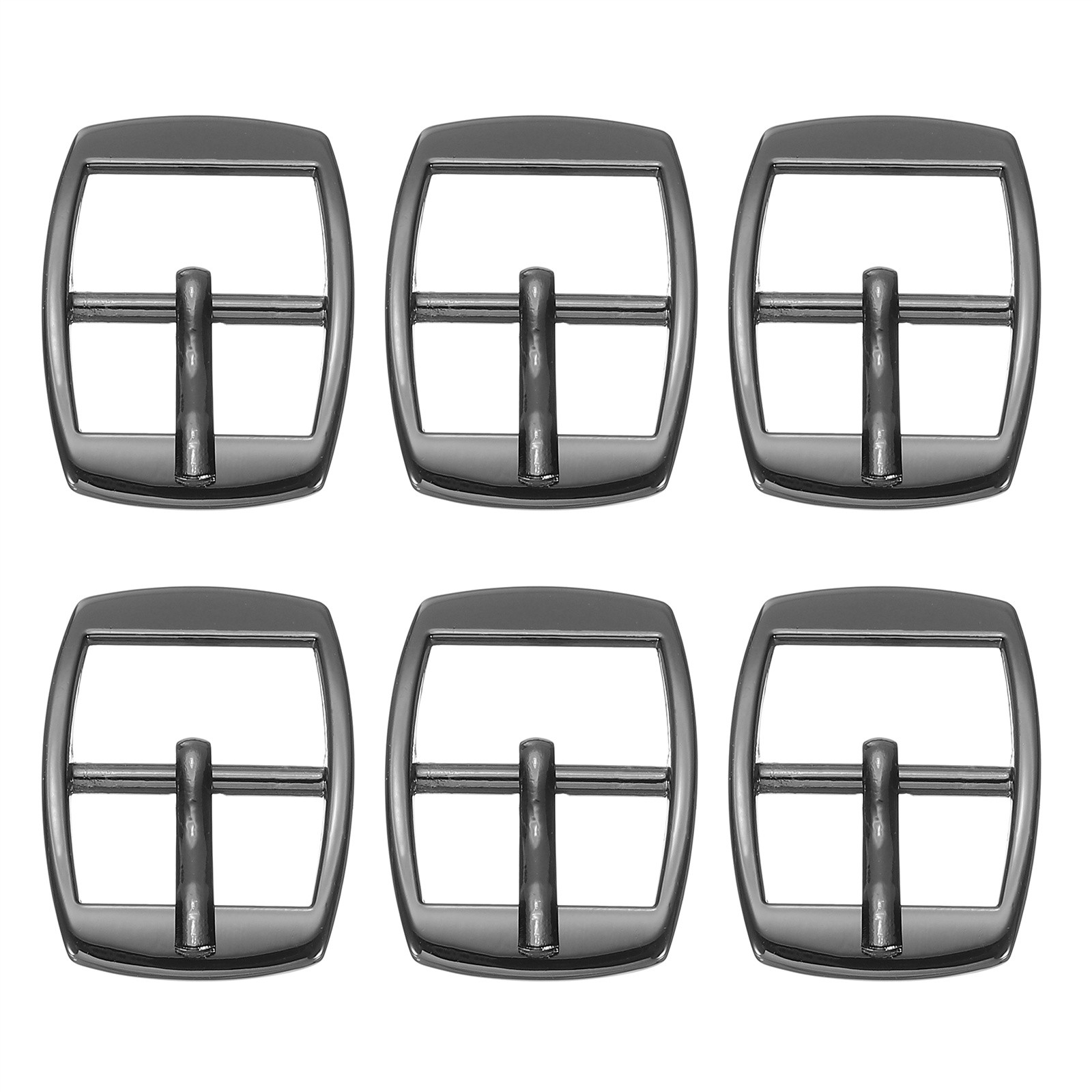 6 Pcs 0.8 Inch Single Prong Buckles Square Center Bar Buckles, Black