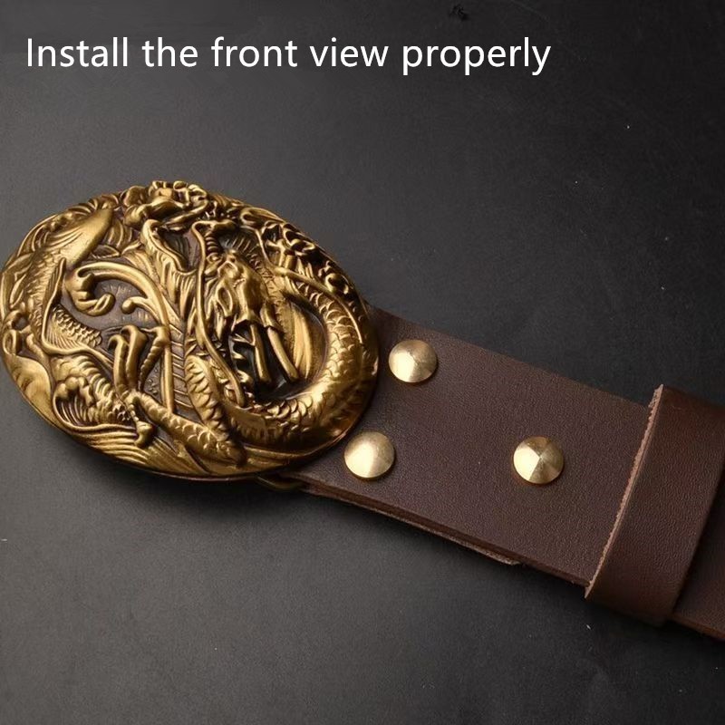 Yuhua Dragon Belt Head Brass Belt Buckle Head Men&rsquo;s Outer Wear Smooth Buckle