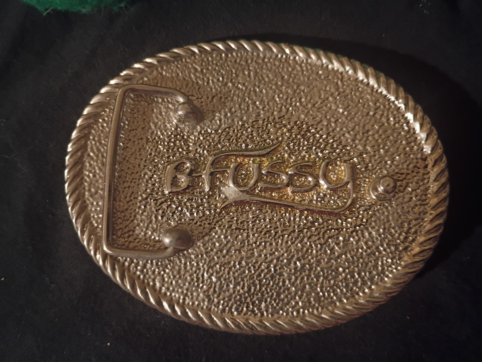 C. Russo Co. Angel Belt Buckle Rope Edge Gold Tone Blue Textured 1.5in