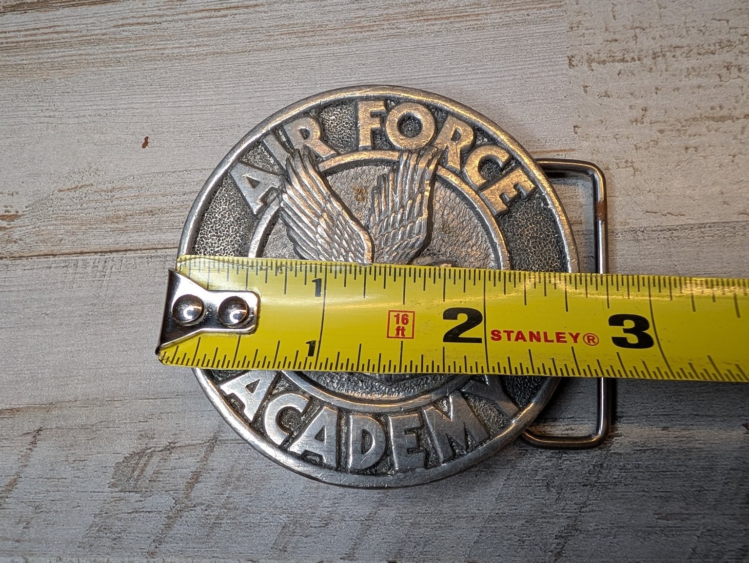 Vintage Adezy Denver Air Force Academy Eagle Belt Buckle Silver Tone Round 1976