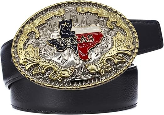 Texas Flag Map Western Rodeo Gold Tone Design Fashion Cowboy Belt Buckle