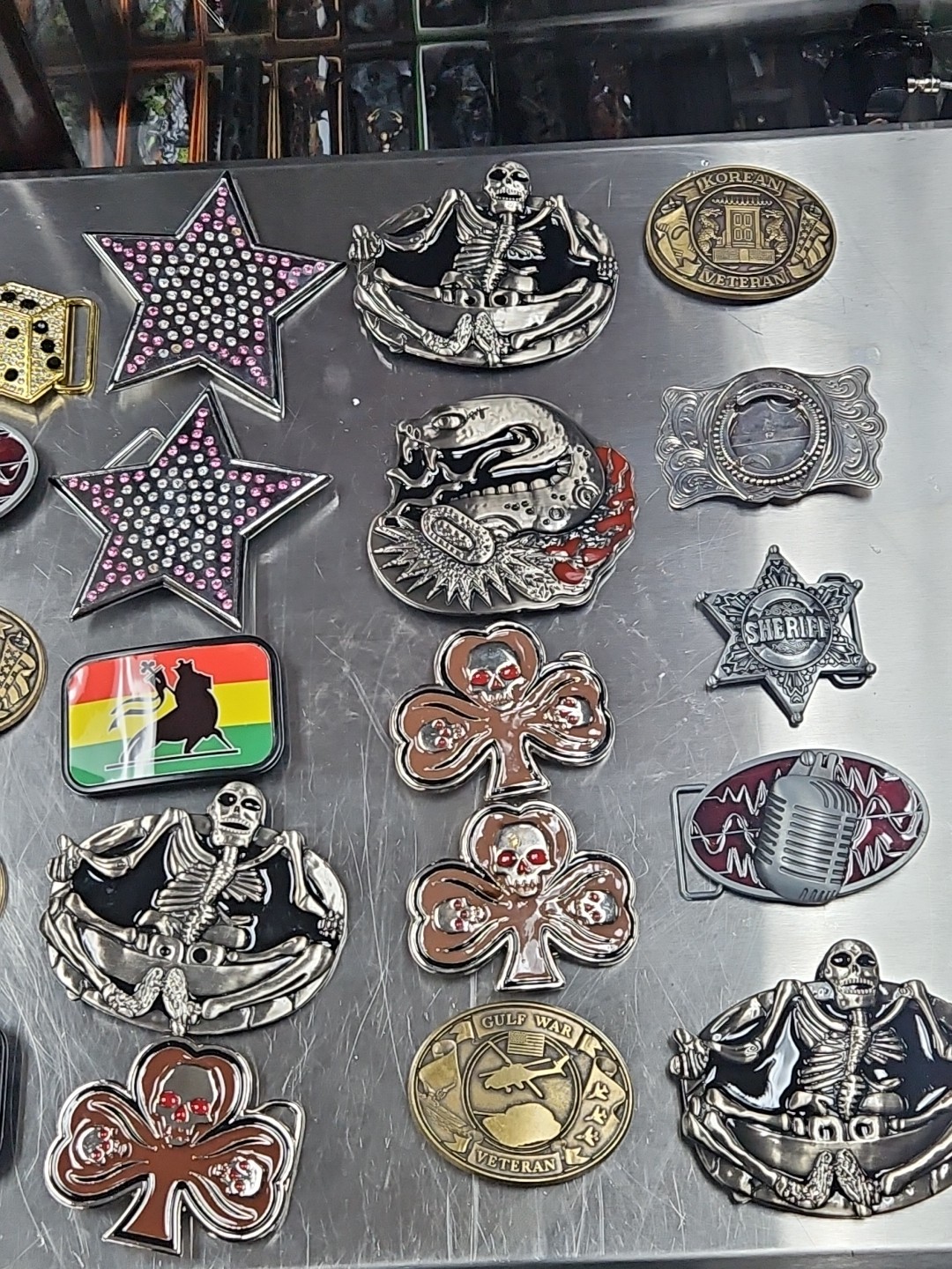 Vintage LOT OF 20 belt buckles 2000s Chrome BRASS metal Some New Some Old LotE