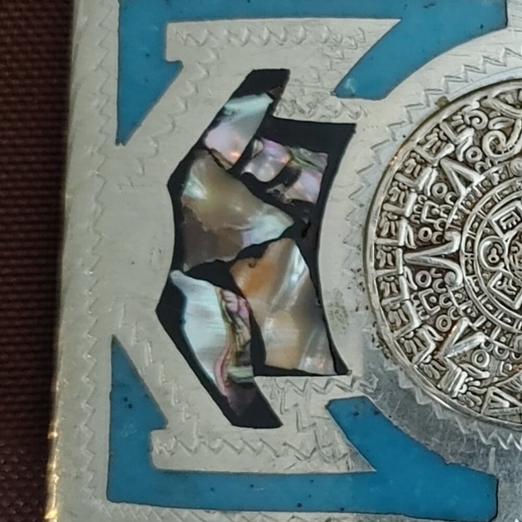 Vintage Aztec Mayan Calendar Sun Dial Belt Buckle