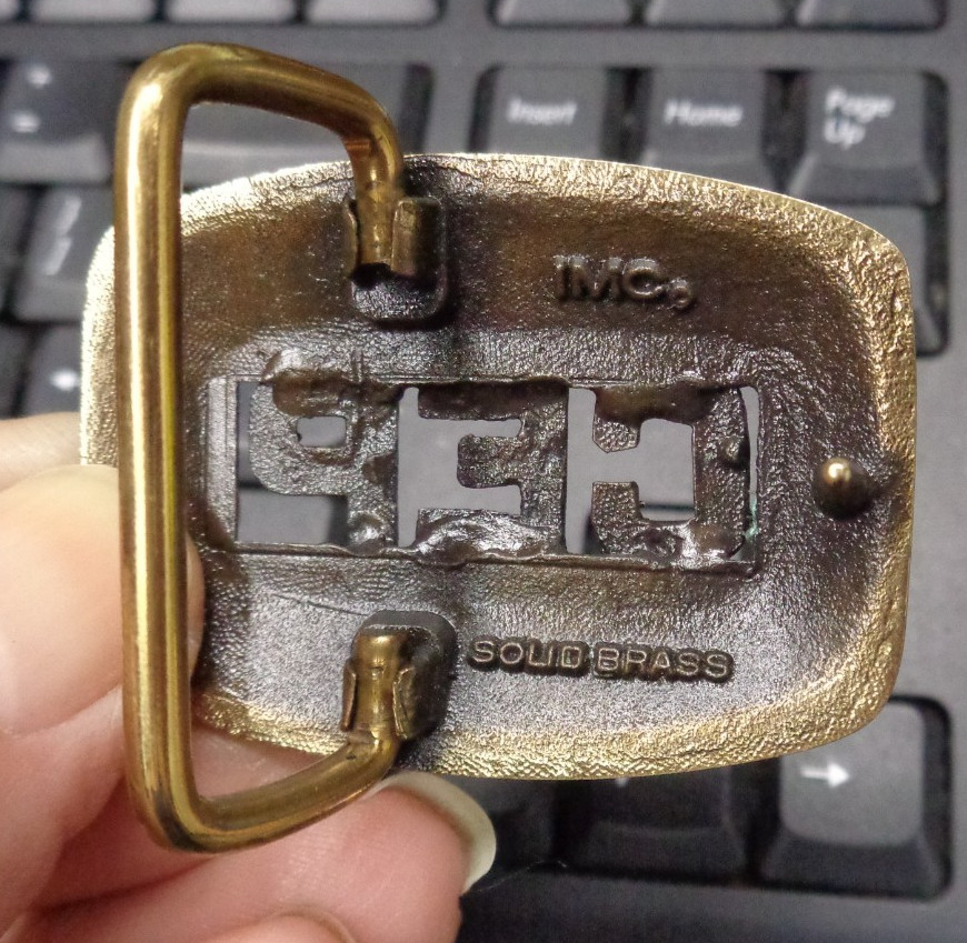 Vtg IMC Small Monogram Initial CEP Brass Belt Buckle 1-7/8&Prime; L x 1-3/8&Prime; H