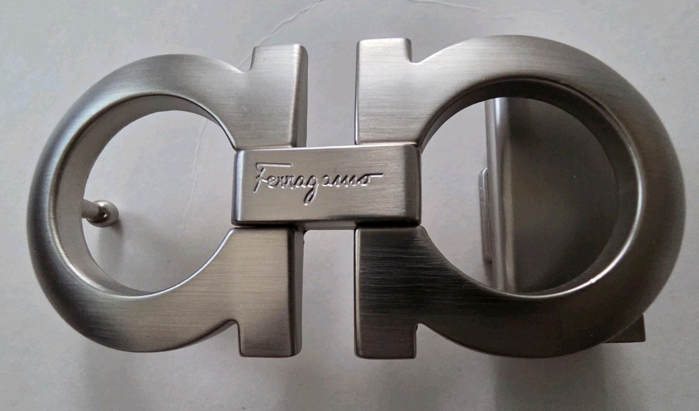AUTH. SALVATORE FERRAGAMO SILVER GANCINI BELT BUCKLE FOR 1.3&Prime; WIDE BELT STRAP